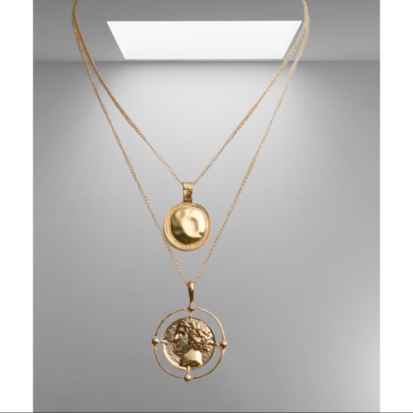 Jewelry - Golden Coin Necklace Double Layer Chain Necklace